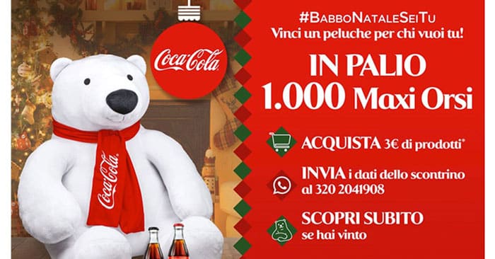 Vinci un peluche gigante con Coca-Cola