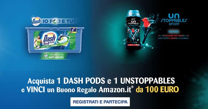 Vinci buoni Amazon con Dash Pods e Unstoppables