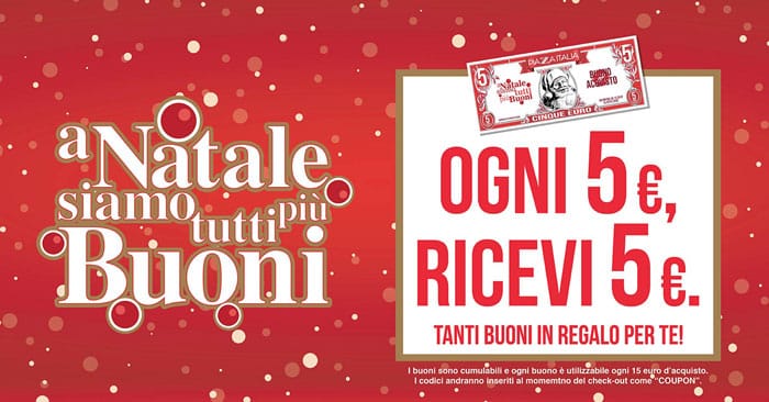 Piazza Italia: ogni 5€ ricevi 5€ (A Natale siamo tutti più buoni)