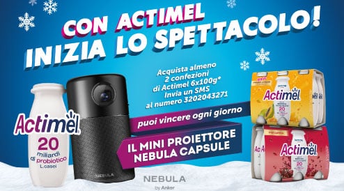 Actimel: vinci mini proiettore Nebula Capsule