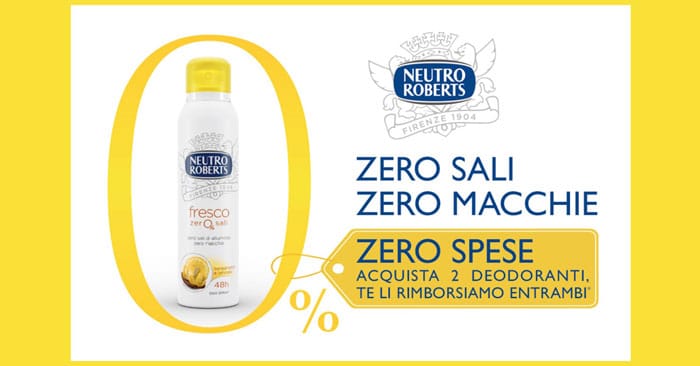 Cashback deodoranti Neutro Roberts "Zero Spese"