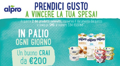 Alpro: vinci buoni spesa Crai