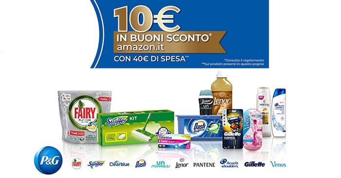 P&G e Amazon: 10€ omaggio con la spesa