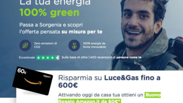 Sorgenia: scopri le nuove offerte e ricevi buoni regalo Amazon