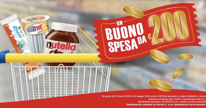 Kinder e Ferrero: vinci buono spesa da 200€