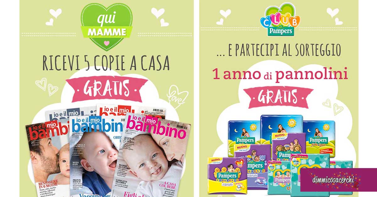 Vinci gratis pannolini Pampers e ricevi gratis a casa 5 riviste