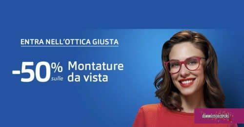 Occhiali da vista: sconto 50%, 25€ di buono sconto, visita gratuita!