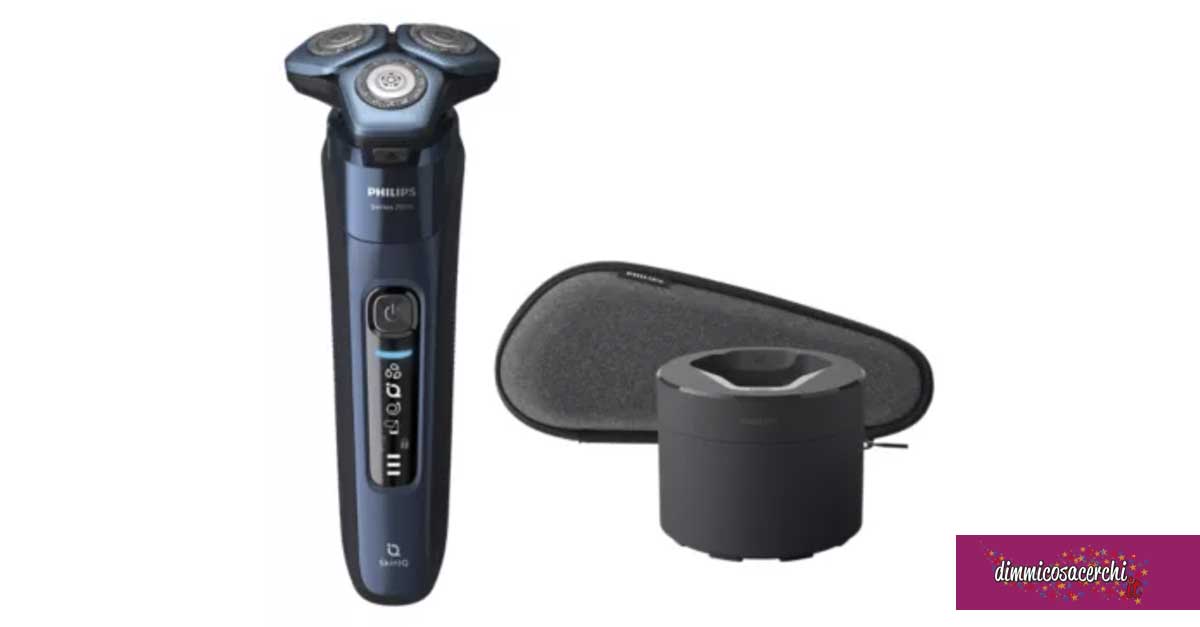 ti permette di ottenere una rasatura precisa - anche su barba di 3 giorni - scorrendo delicatamente sulla tua pelle. Grazie all'avanzata tecnologia SkinIQ il rasoio percepisce, adatta e guida il movimento di rasatura per assicurare la massima performance e comfort per la tua pelle.