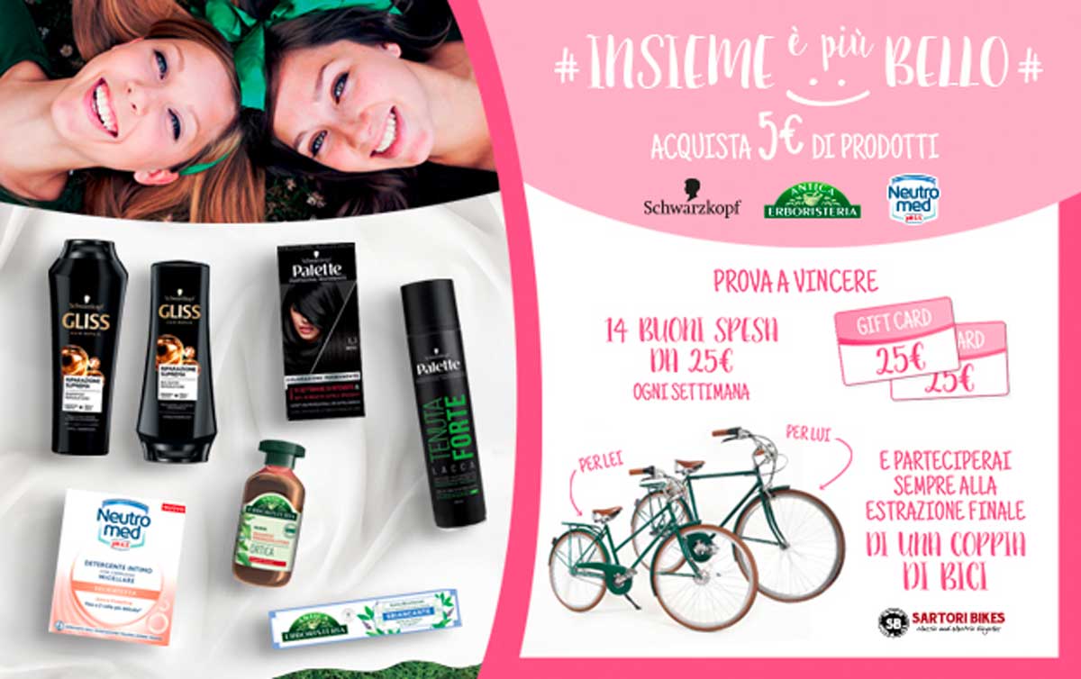 "Insieme è più bello": vinci coppia di biciclette e buoni spesa!