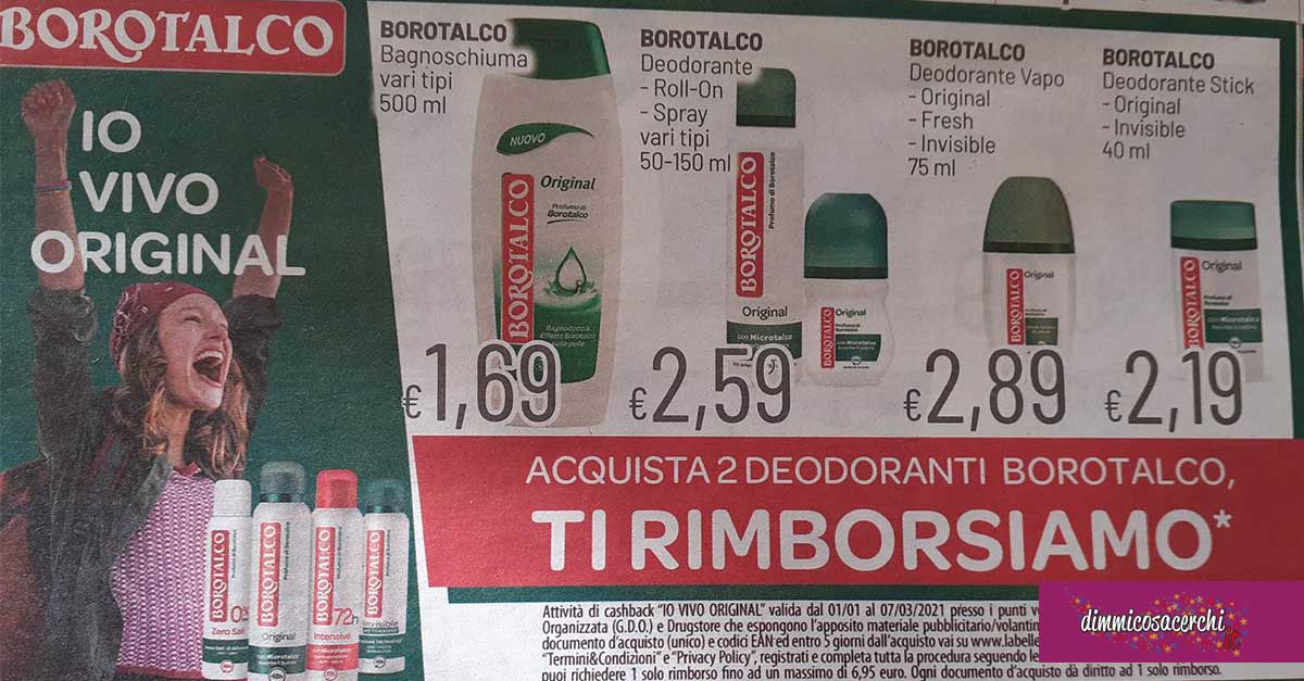 Cashback Borotalco "Io vivo original"