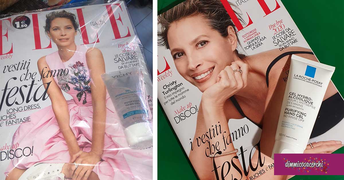 Rivista Elle con gel mani