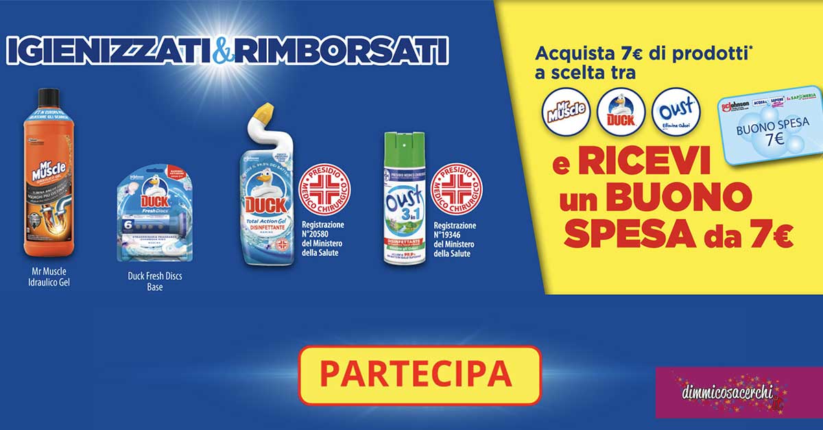 Cashback "Igienizzati e rimborsati" SCJ
