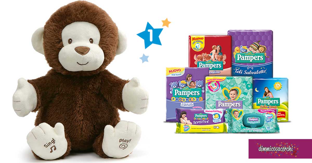 Con Pampers puoi vincere una simpatica scimmietta gioco