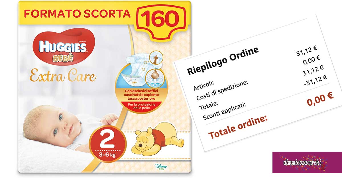 Pannolini Huggies quasi gratis (con questo coupon)