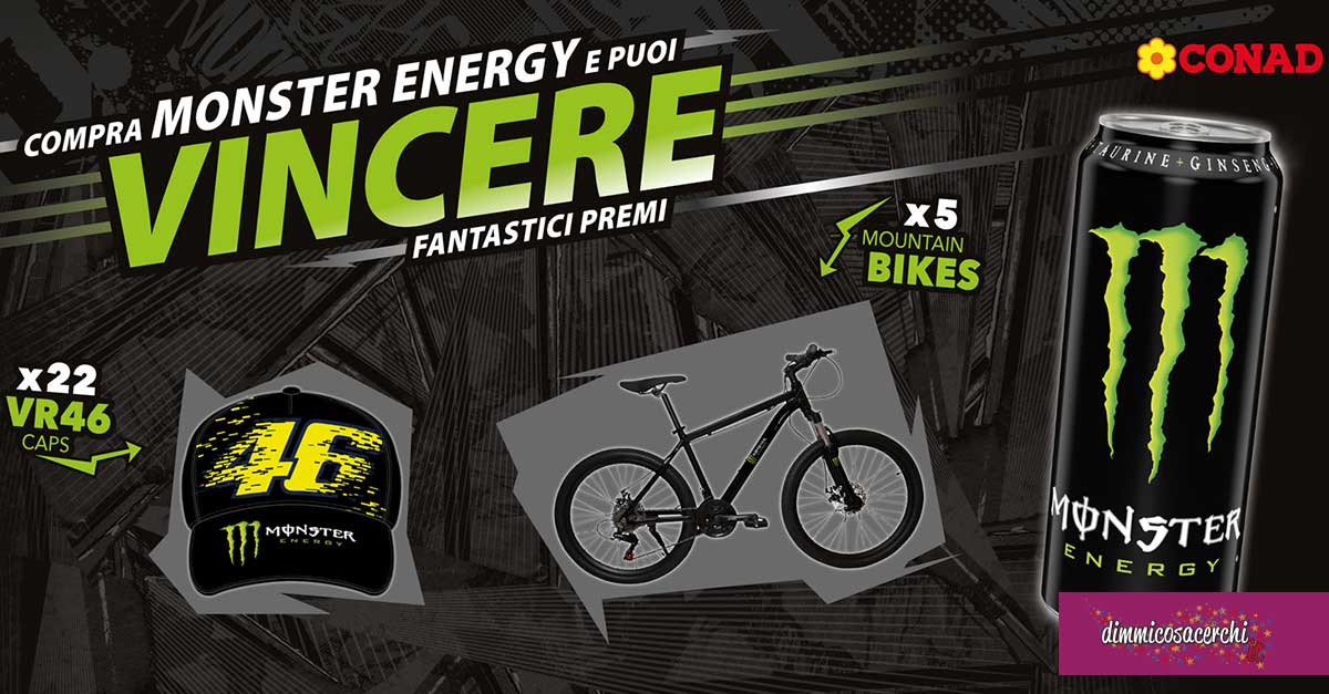 Monster Energy: vinci mountain bike e cappellini