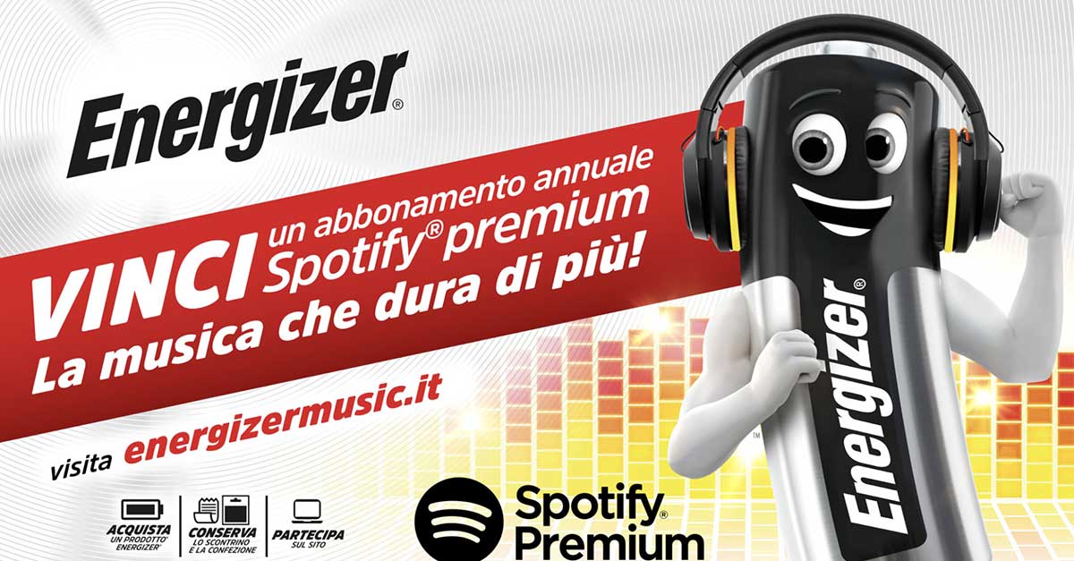 Concorso Energizer: vinci Spotify Premium