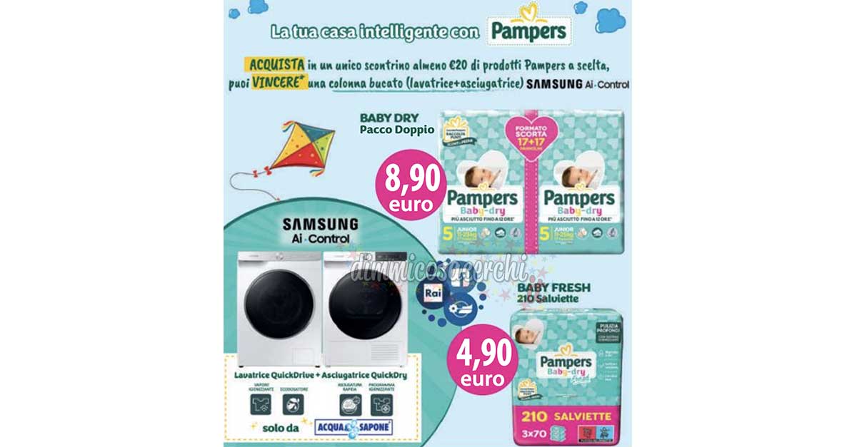 Concorso Pampers: vinci lavatrice + asciugatrice Samsung Ai-Control