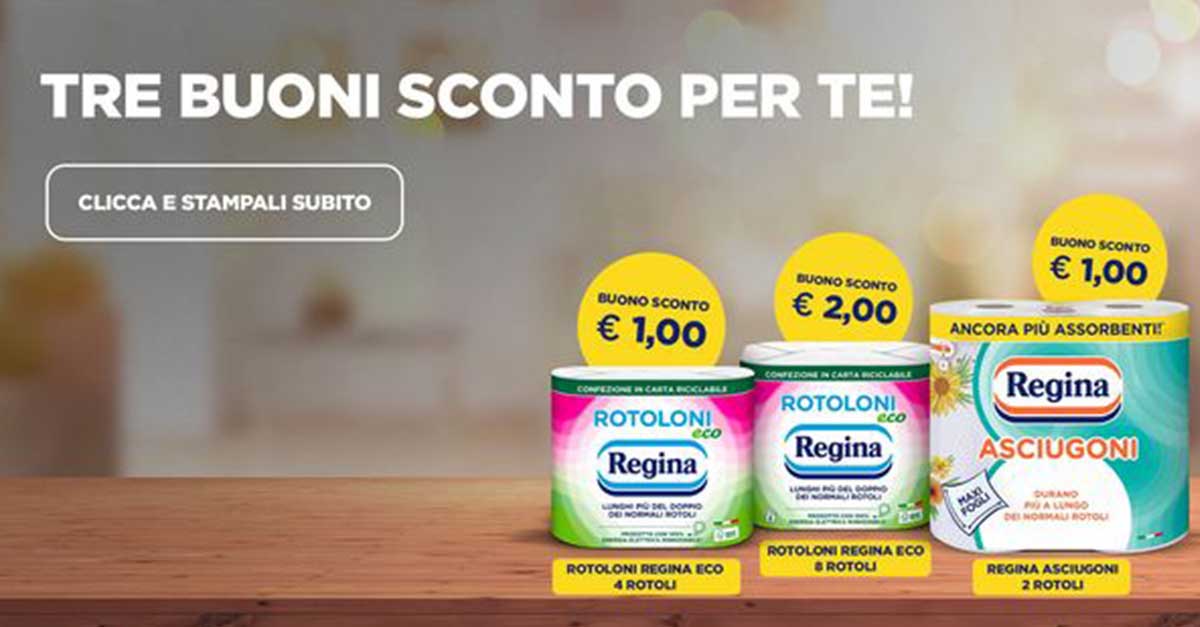 Rotoloni e Asciugoni Regina: stampa i buoni sconto