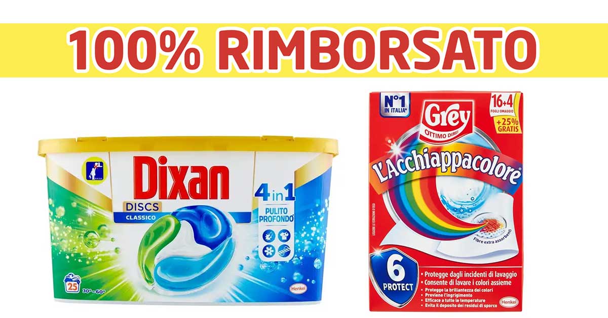 100% rimborsati con Dixan e L’Acchiappacolore