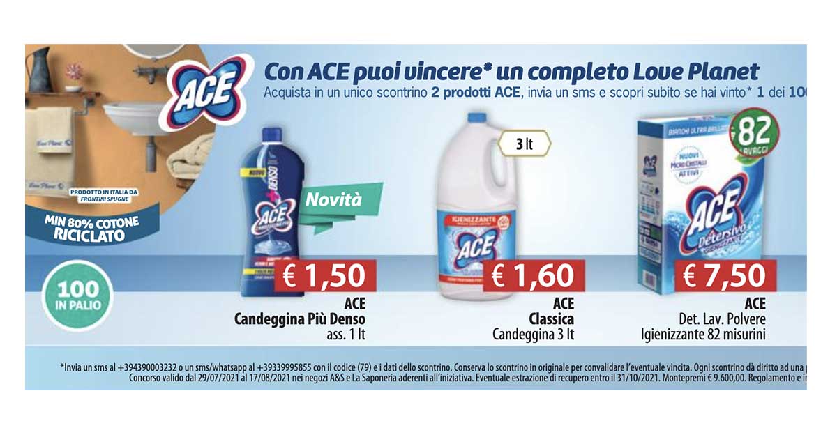 Con ACE puoi vincere un set da bagno