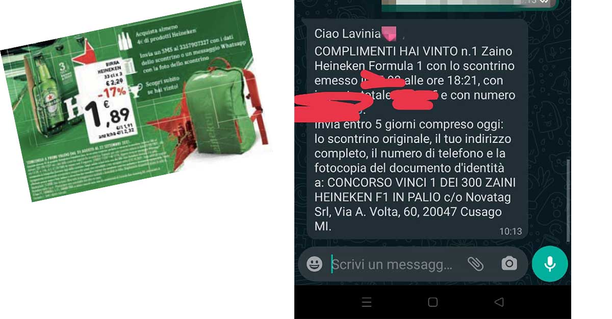 Concorso Heineken: vinci zaini Formula 1