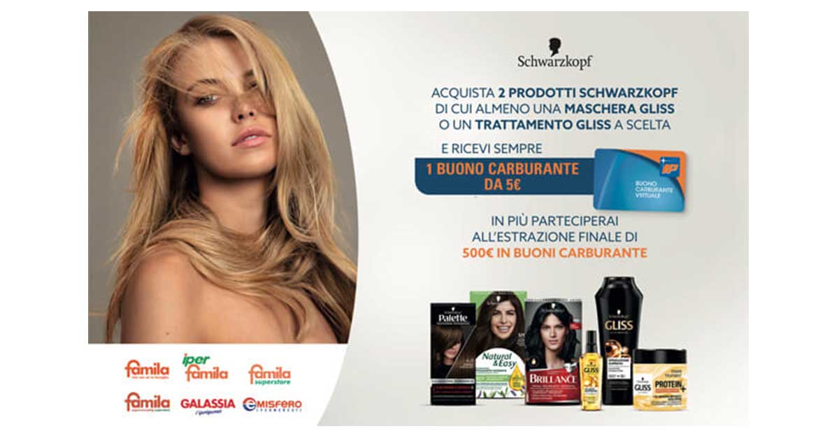 Schwarzkopf e Gliss: buono carburante IP premio certo