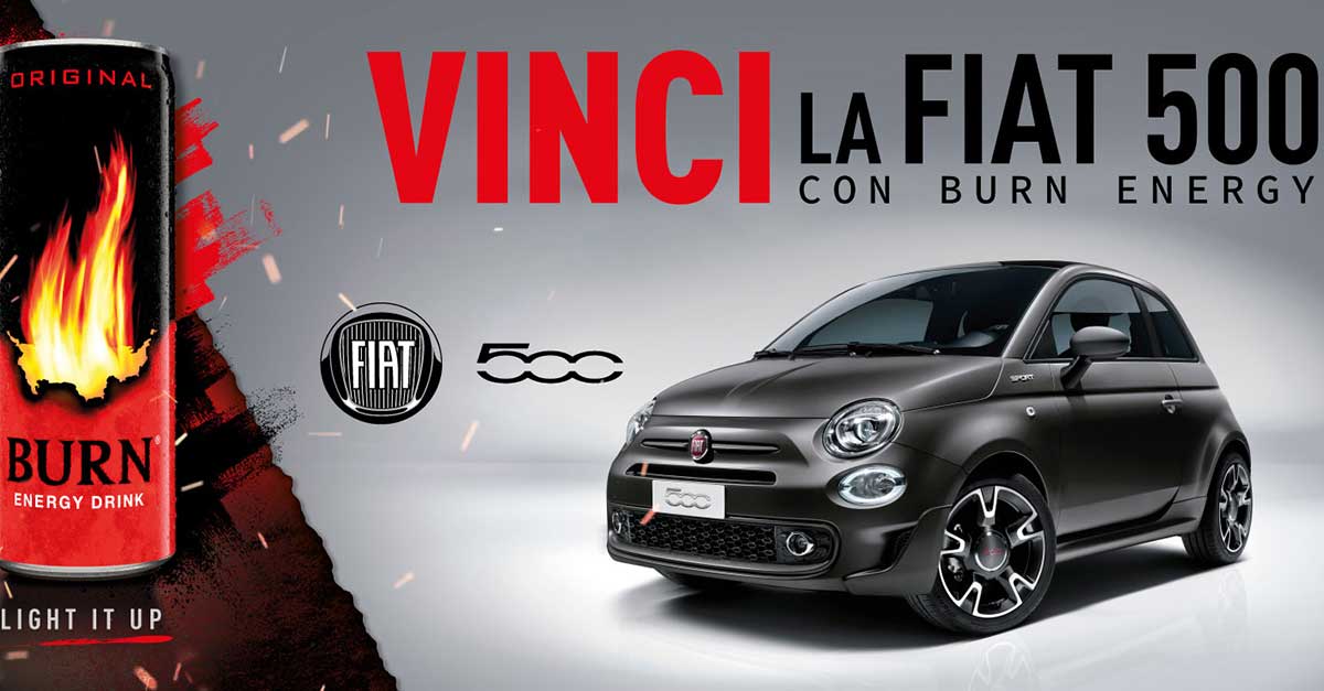 Concorso Burn: vinci una FIAT 500 S9 SPORT Hachback Hybrid