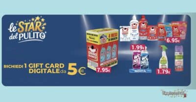 Le Star del Pulito Tigotà Gift Card 5 euro WC Net Omino Bianco Citrosil