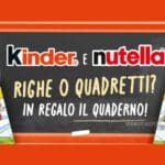 premio certo Kinder Nutella quaderno back to school 2026