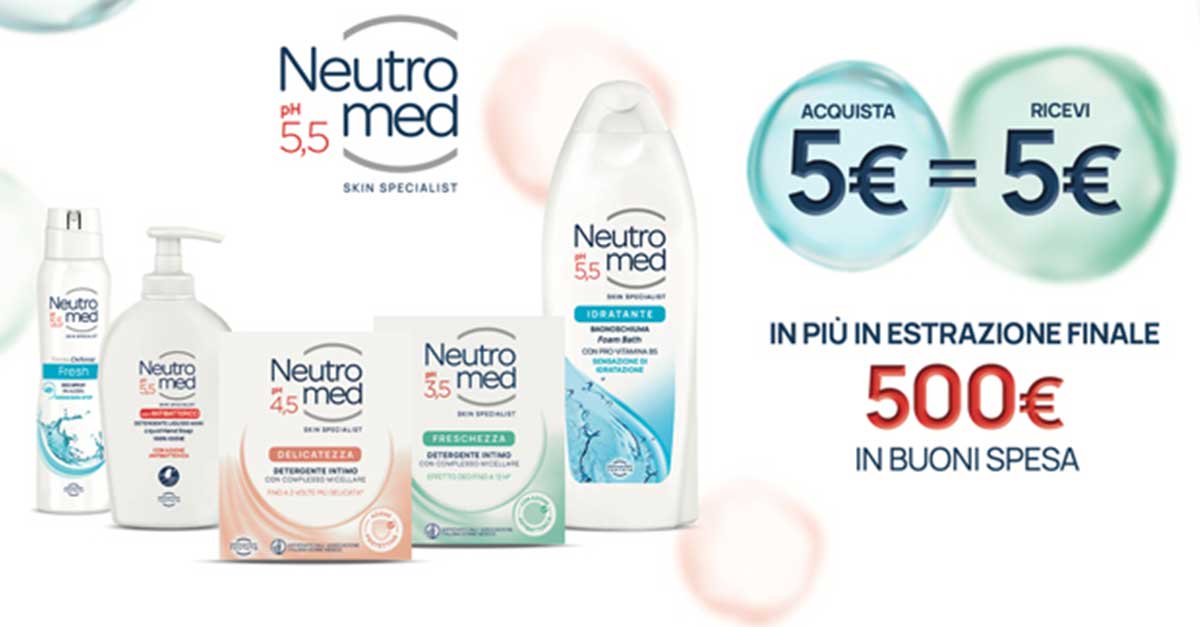 Neutromed Acquista 5€ e ricevi 5€ Premio certo