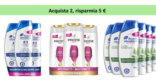 Pantene e Head & Shoulders: risparmia 5€ con questa promozione su Amazon 2 pantene amazon