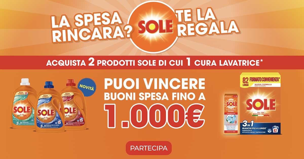 La spesa rincara? Sole te la regala - concorsi con acquisto concorsi a premi