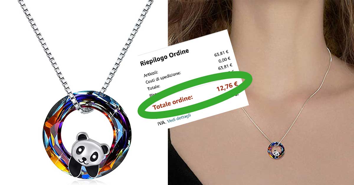 Collana argento panda