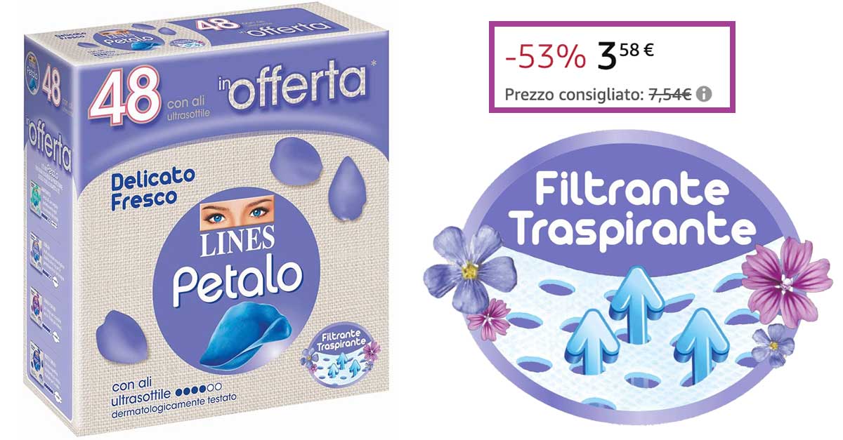 Assorbenti LINES PETALO offertissima Amazon