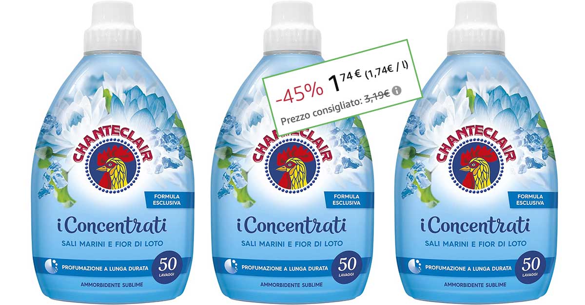 Chanteclair ammorbidente concentrato: solo 1,74€ con questa super offerta Amazon per 50 lavaggi! 1 Chanteclair ammorbidente concentrato offertissima Amazon
