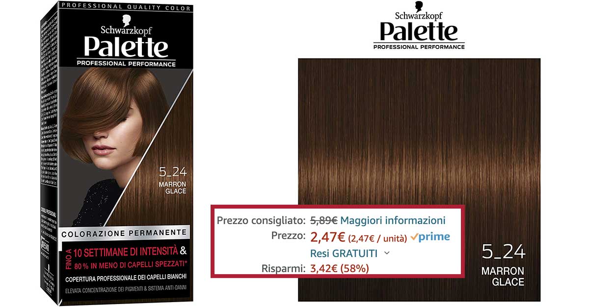 Colorazione Permanente Schwarzkopf Palette offertissima Amazon