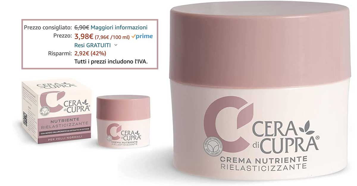 Cera di Cupra crema viso nutriente offerta Amazon