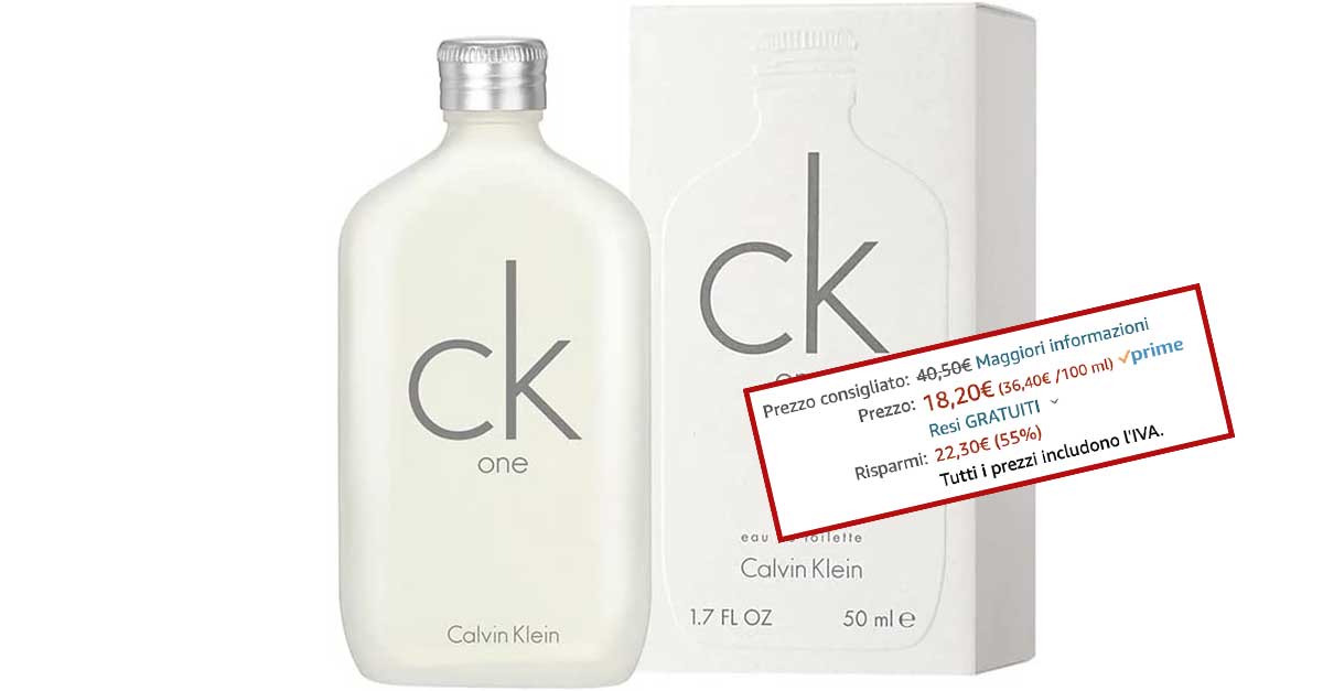 Calvin Klein Ck One Eau De Toilette offertissima Amazon: -55% e costa ...