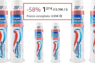 Dentifricio Aquafresh Tripla Protezione al Fluoro offerta Amazon
