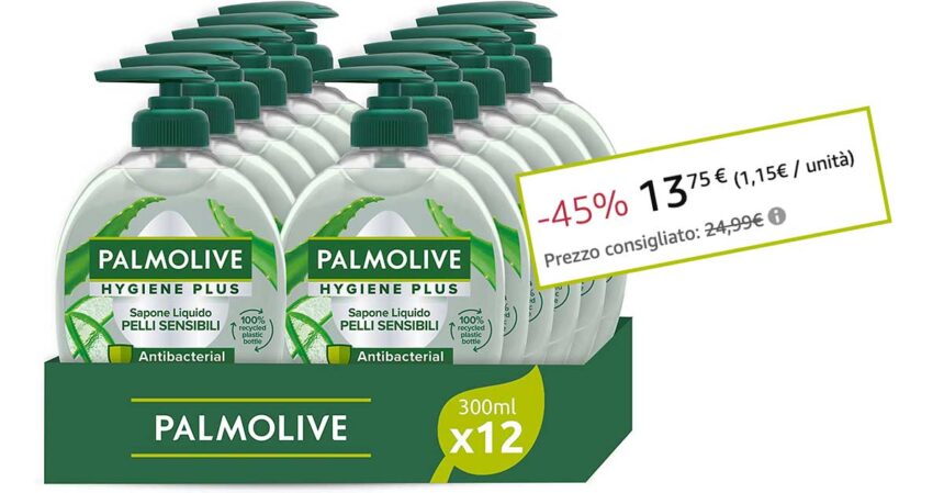 Palmolive Sapone Liquido Mani Hygiene Plus Sensitive sconto Amazon
