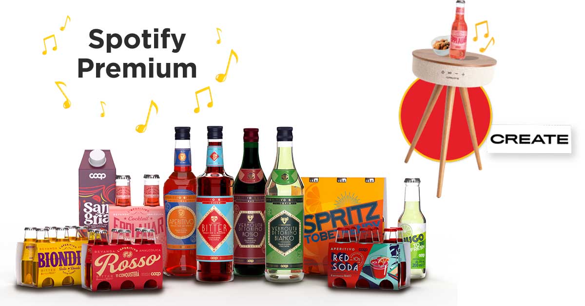 "Senti che aperitivo" Coop vinci Spotify e Speaker Table Create