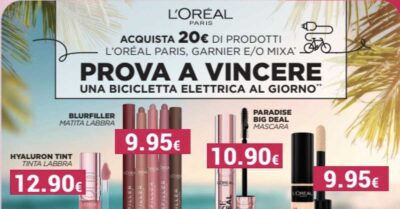 concorso L'Oréal Garnier Mixa Tigotà vinci bici elettrica SMS luglio 2026