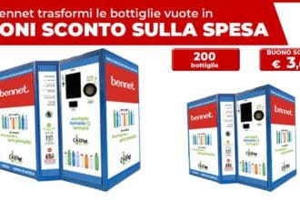 sconto Bennet riciclando le bottiglie di plastica