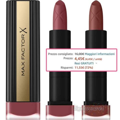Le tonalità del Max Factor rossetto matte Colour Elixir Velvet in offertissima su Amazon