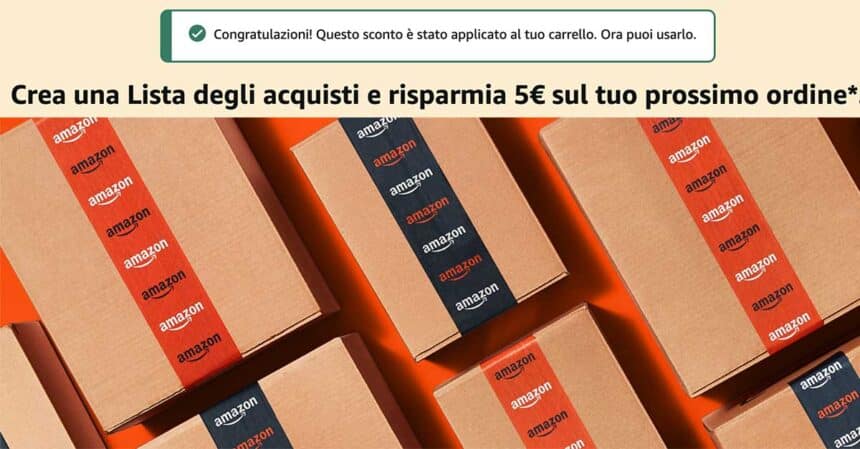 Ricevi un buono regalo da 5€ con Amazon
