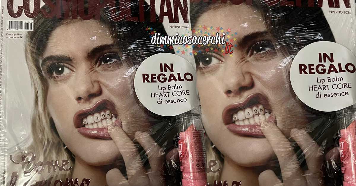 Rivista Cosmopolitan con Lip Balm Essence Heart Core allegato