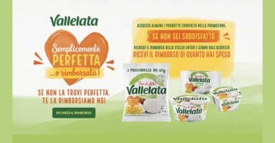 cashback Vallelata 2026 rimborso 100% mozzarella ricotta stracchino