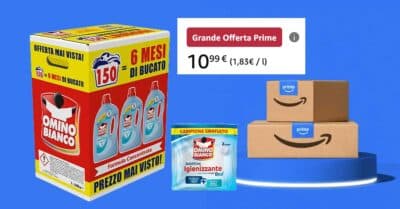 Omino Bianco Detersivo Lavatrice: 3 flaconi a 10,99€ con offerta Amazon + campione omaggio