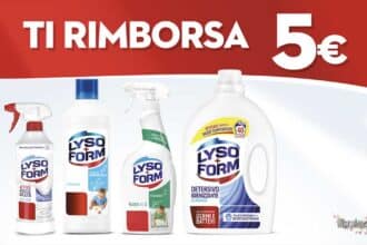 cashback Lysoform ti rimborsa 5 euro prodotti casa lavatrice detergenza