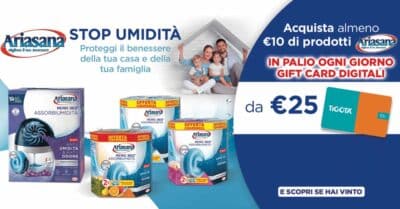 Gift card Tigotà in palio nel concorso Ariasana Stop Umidità con partecipazione WhatsApp o SMS